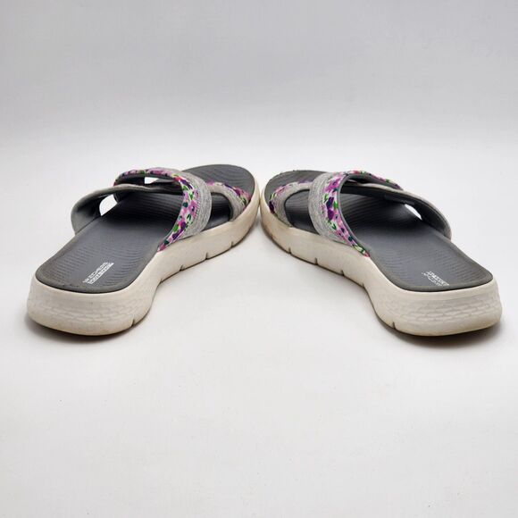 Skechers Go Walk Flex Gray Multi Blossom Slide Sandals Size 10 - Picture 5 of 12